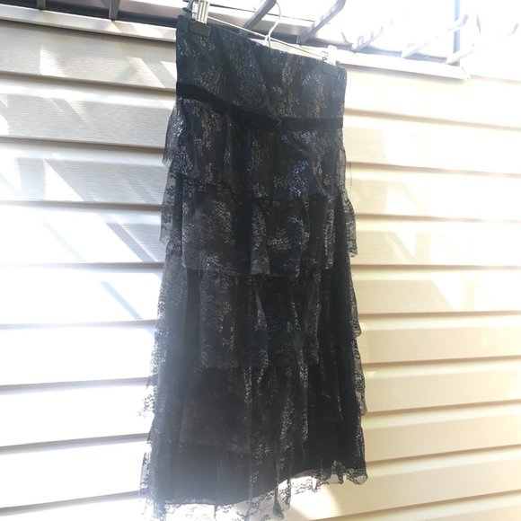 Anthropologie | Tiered Ruffle Lace Strapless Sheath Dress - Picture 11 of 11